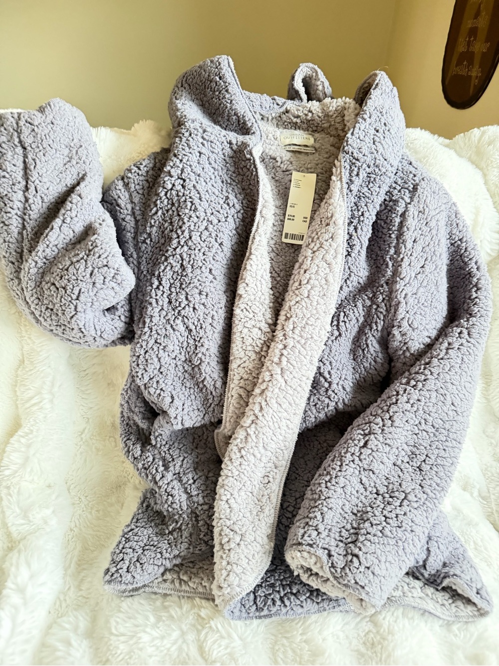 Urban outfitters Oversized Carmela Teddy Coat- Light Gray XS-L